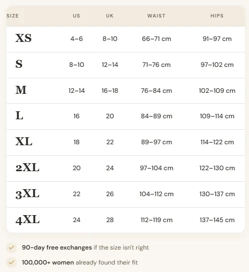 Size chart — cm